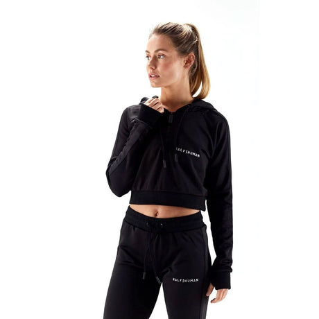 |Half Human Ladies Cropped Poly Tracksuit Hoodie|