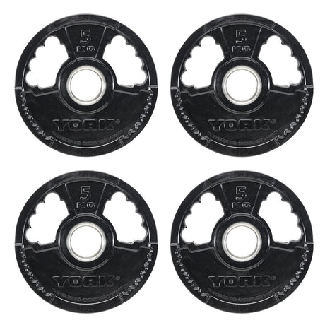 |York 4 x 5kg G2 Rubber Thin Line Olympic Weight Plates|