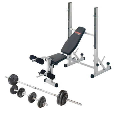 |York B540 Folding Weight Bench and Viavito 50kg Cast Iron Weight Set|