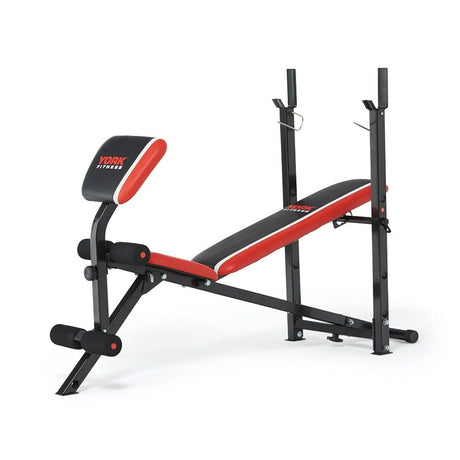 |York Warrior 2 in 1 Folding Barbell and Ab Bench with Curl|